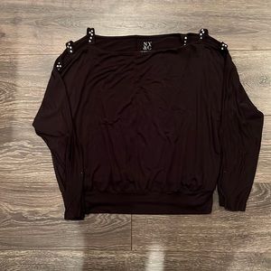 New York & Co Rhinestone Slit-Sleeve Top Size L